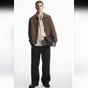 COS Alpaca Blend Ribbed Button Down Cardigan For Men Size XS